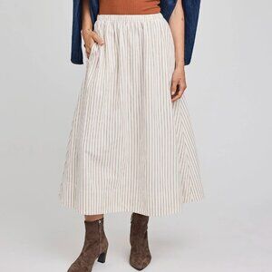 Gentle Fawn - Wilhelmina Midi Skirt -  Cream with Tan Stripe - Size XS